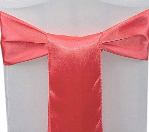 Coral satin sash - Simply Elegant Chair Covers