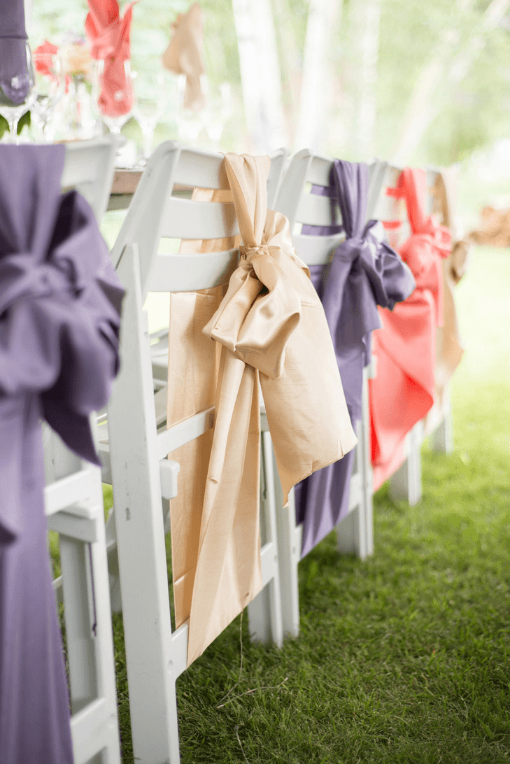 Different Colored Chair satin Sashes And Their Corresponding