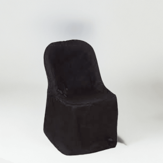 Black Folding Polyester Chair Cover - Rent - Simply Elegant Chair Covers