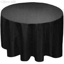 108 inch Black Round Polyester - Rent