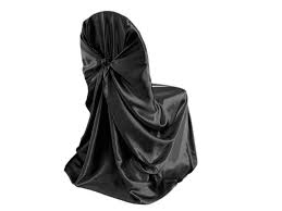 black universal satin chair cover