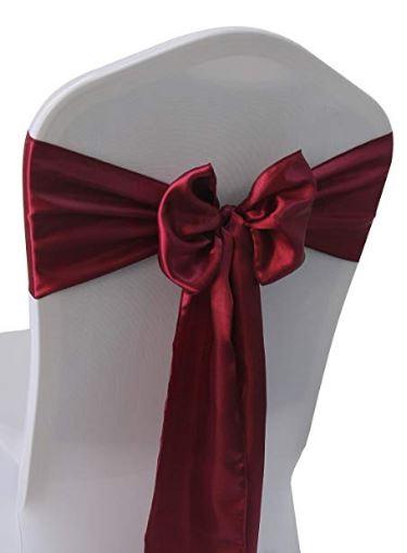 Burgundy Satin Sash - Simply Elegant Chair Covers