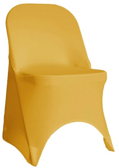 Rent Gold Folding Spandex Chair Covers for Wedding & Special