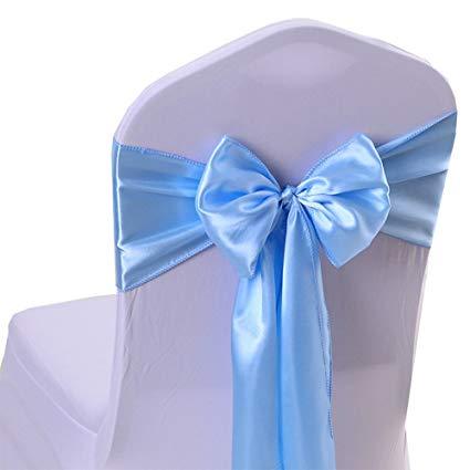 Light Blue Satin Sash - Simply Elegant Chair Covers