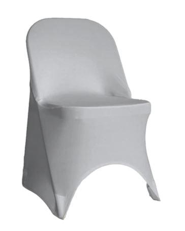 Silver Spandex Folding Chair Cover - Rent - Simply Elegant Chair Covers