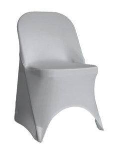 Silver Spandex Folding Chair Cover - Rent